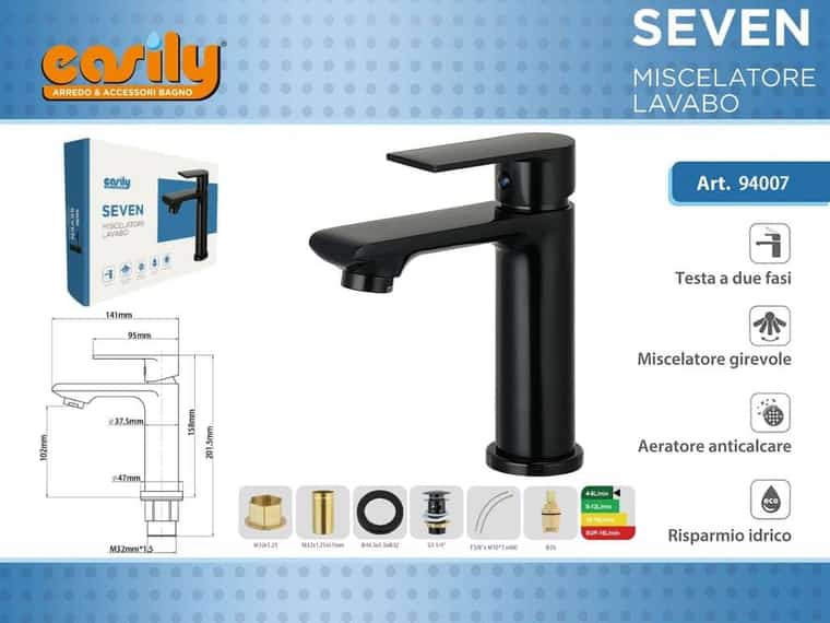 Miscelatore lavabo — nero, articolo 94007