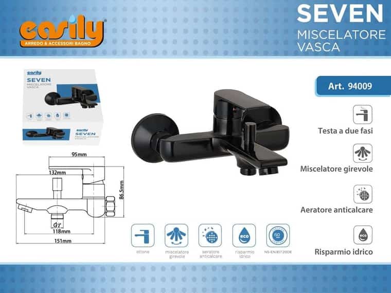 Miscelatore vasca — nero, articolo 94009