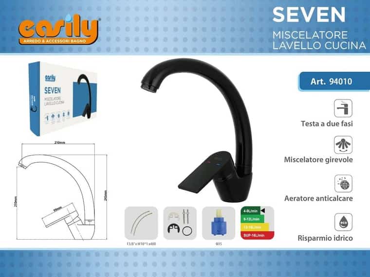 Miscelatore cucina — nero, articolo 94010