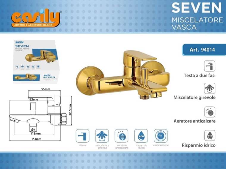 Miscelatore vasca — oro lucido, articolo 94014