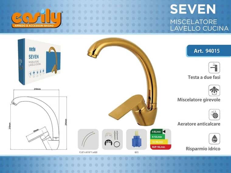 Miscelatore cucina — oro lucido, articolo 94015