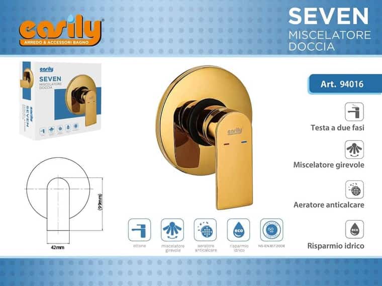 Miscelatore doccia da incasso — oro lucido, articolo 94016