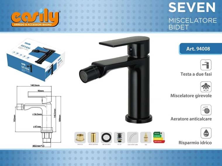 Miscelatore bidet — nero, articolo 94008