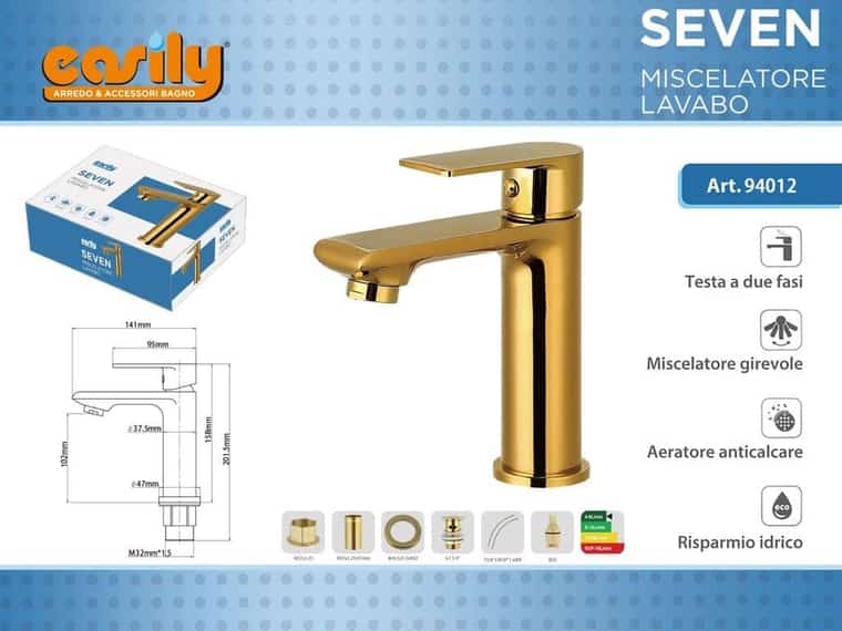 Miscelatore lavabo — oro lucido, articolo 94012
