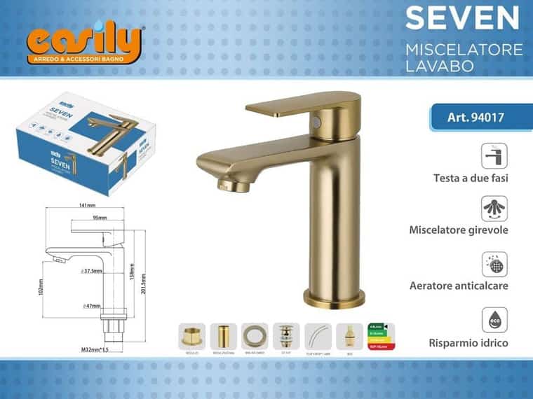 Miscelatore lavabo — oro satinato, articolo 94017