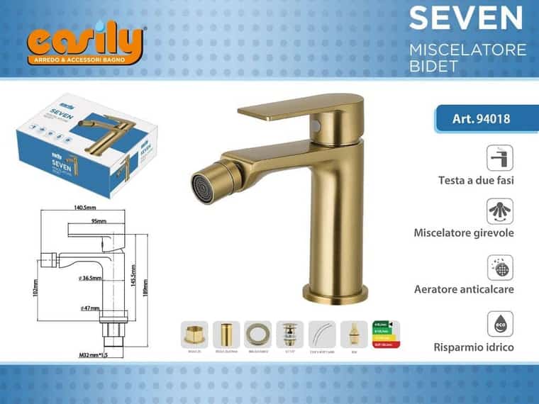 Miscelatore bidet — oro satinato, articolo 94018